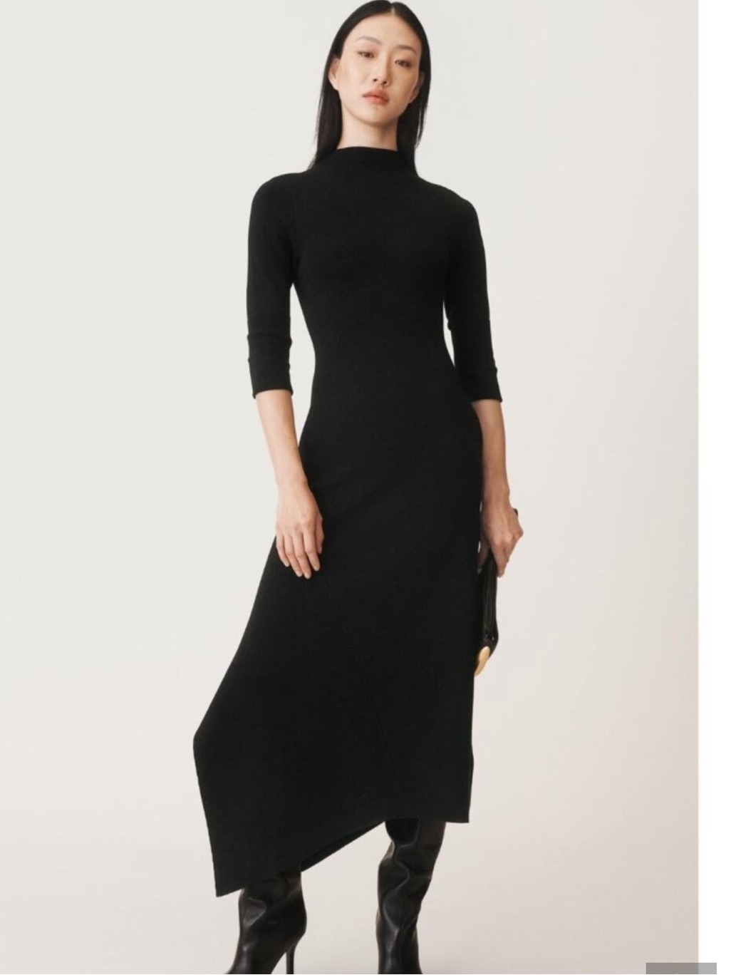 Zara Black Midi Turtleneck Knit Dress